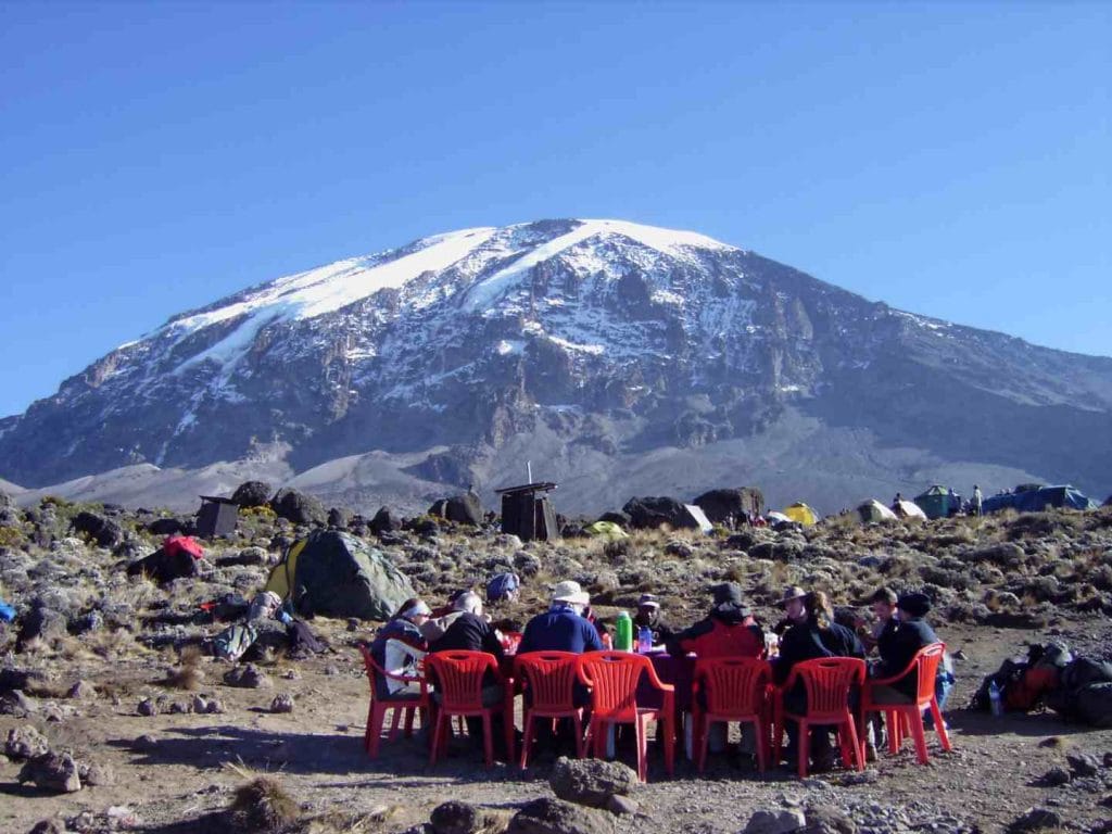 tanzania mount kilimanjaro breakfast at shira plateau with kibo behind1