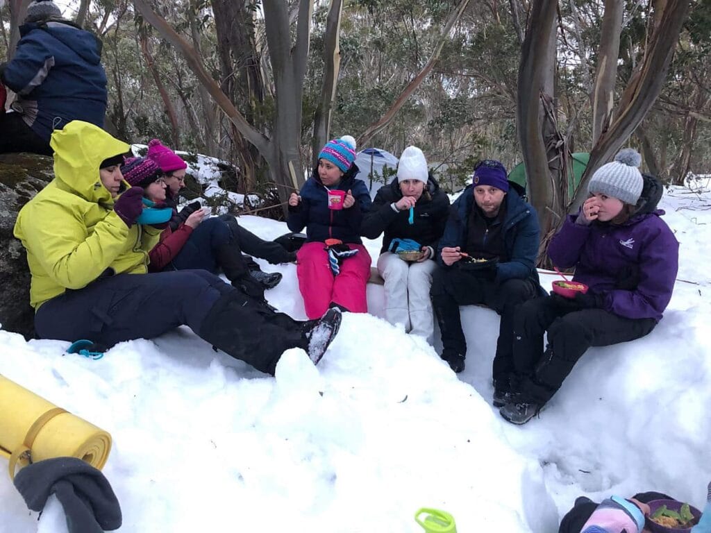 TakeShape Adventures - overnighthike_mtstirling_eating1.jpg