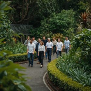 TakeShape Adventures - a photo of workers walking through the botanical gardens in melbourne